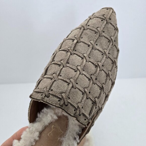 Mi.iM | tan suede neutral pointed toe shearling lined mules | WMS 6.5 - Picture 4 of 9